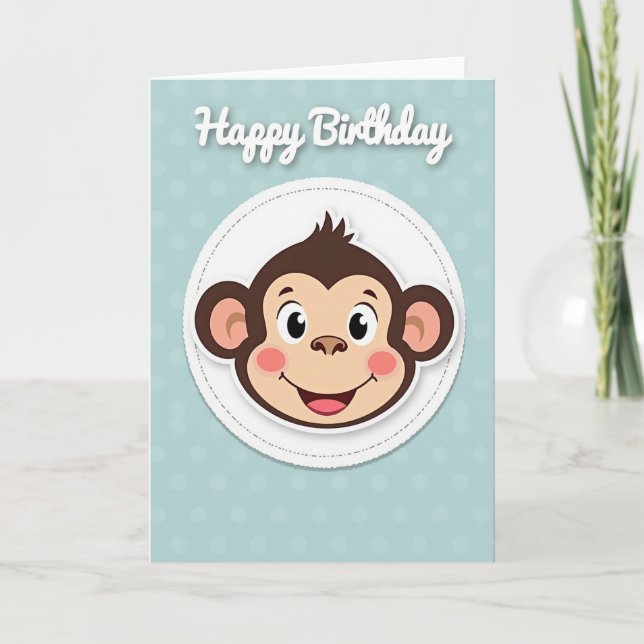 Birthday Monkey Illustration Card (Front)