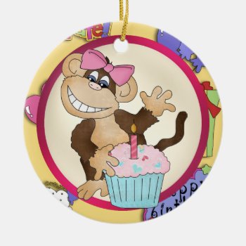 Birthday Monkey Ornament by doodlesfunornaments at Zazzle