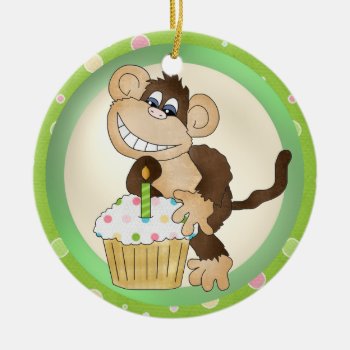 Birthday Monkey Ornament by doodlesfunornaments at Zazzle