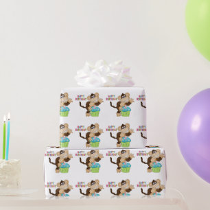 Birthday Monkey Party wrapping paper