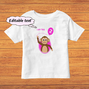 Birthday monkey pink balloon toddler t-shirt