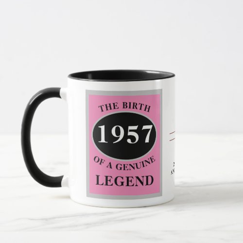 Birthday Monogram Add Year And Name Black Pink Mug