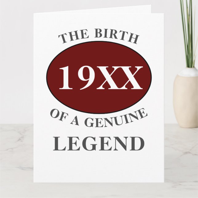 Birthday Monogram Initial Name Year Legend Humor Card (Front)