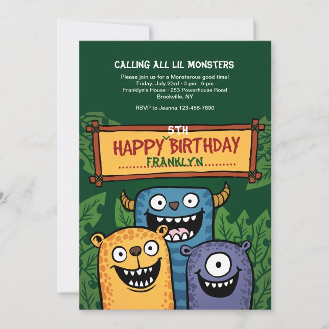 Birthday Monsters Invitation (Front)