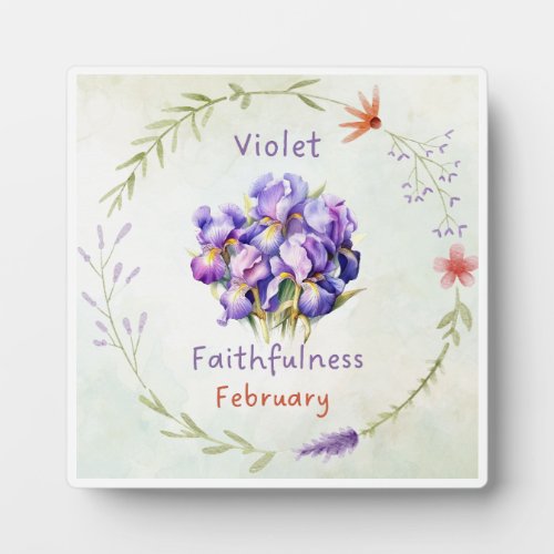 Birthday Month Flower February Violet Plaque