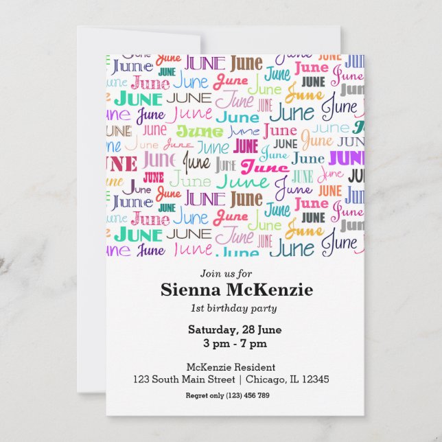 Birthday month June Invitation (Front)