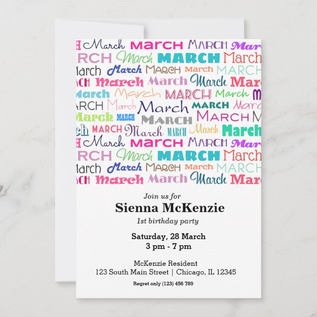 Birthday month March Invitation (Front)