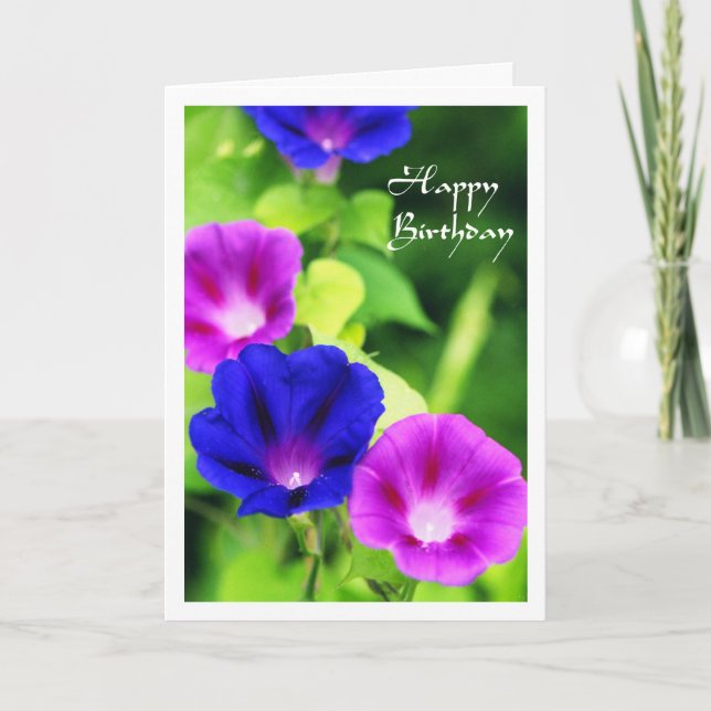 Birthday - Morning Glories Greeting Card (Front)