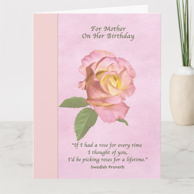 Birthday, Mother, Peace Rose Flower Card (Front)