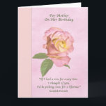 Birthday, Mother, Peace Rose Flower Card<br><div class="desc">This birthday greeting for a mother is a soft and dreamy floral design. A pink and yellow Peace Rose is shown on a background of muted pink. A wide vertical border in a pinkish yellow hue is on the left side of the image. A quote from an old Swedish proverb...</div>
