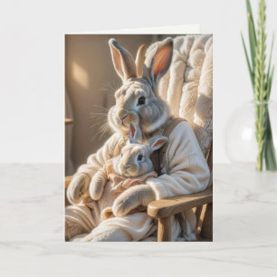 Birthday Mother Rabbit and Baby Bunny Card