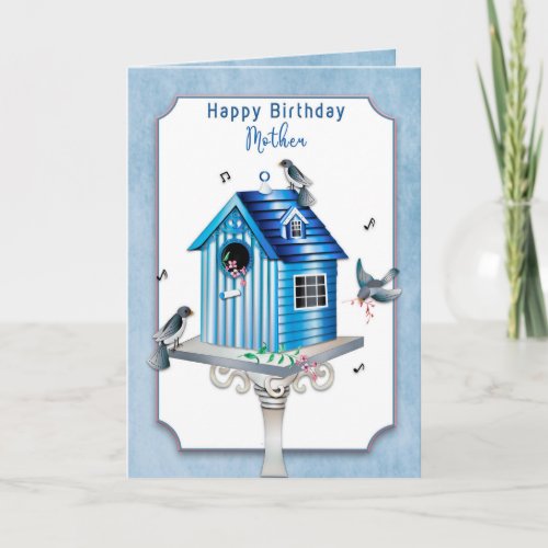 Birthday Mother Victorian Birdhouse and Song Birds Card