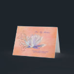 Birthday, Mother, Water Lily, Religious Card<br><div class="desc">A birthday greeting for a mother features Golden swirls entwined with the petals of an iridescent water lily on a washed water color background of peach, tangerine, and salmon. The inside verse contains a Scripture verse from the Old Testament Bible. This inside verse is a text template and easily changed....</div>