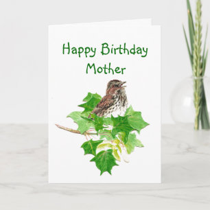 Birthday Mother Watercolor Song Sparrow Nature Card