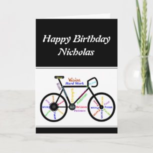 Birthday Motivational Bike Bicycle Custom Name Card