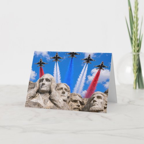Birthday Mount Rushmore Fighter Jet Flyover Card