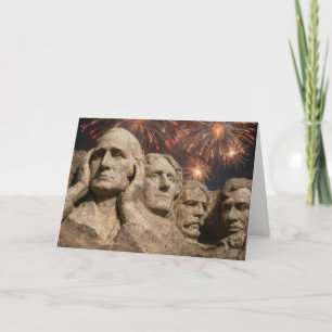 Birthday Mount Rushmore Humor with Fireworks Card