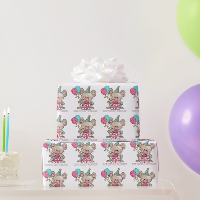 Birthday Mouse cartoon wrapping paper (Party Gifts)