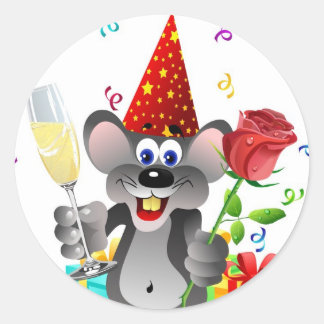 Birthday Mouse Classic Round Sticker
