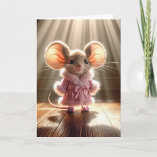 Birthday Mouse In Pink Robe Card