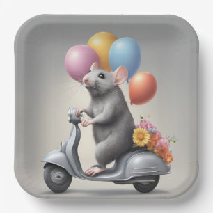 Birthday Mouse On a Scooter Paper Plates