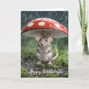 Birthday Mouse Under a Toadstool Card