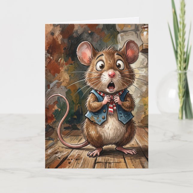 Birthday Mouse with a Surprised Look  Card (Front)