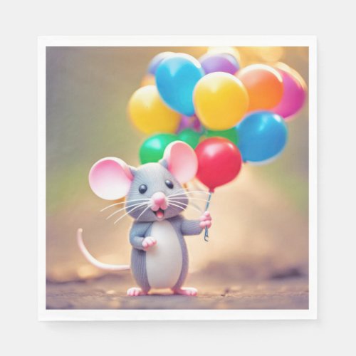 Birthday Mouse With Balloons Napkins