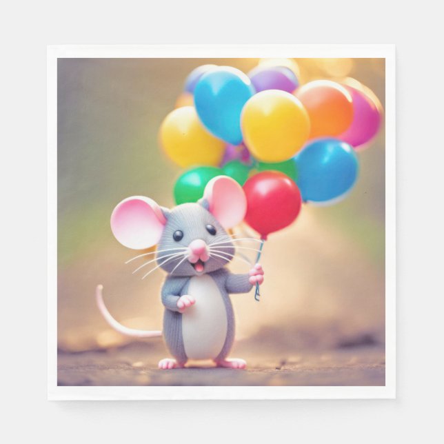 Birthday Mouse With Balloons Napkins (Front)