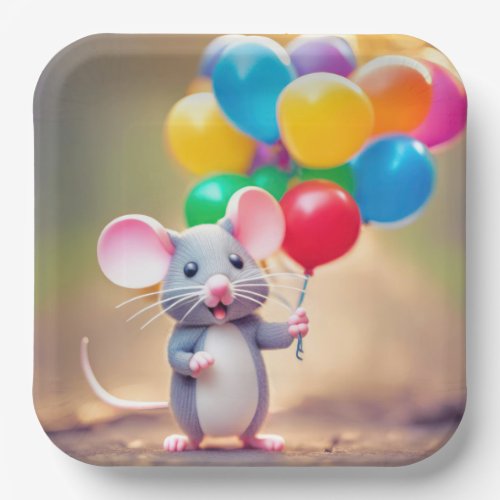 Birthday Mouse With Balloons Paper Plates