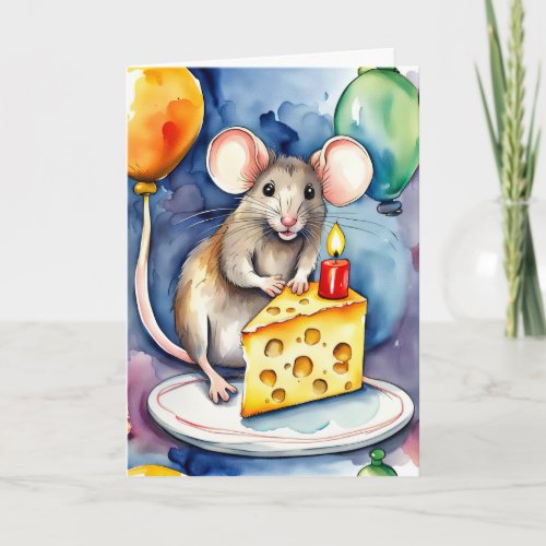 Birthday Mouse With Cheese Card