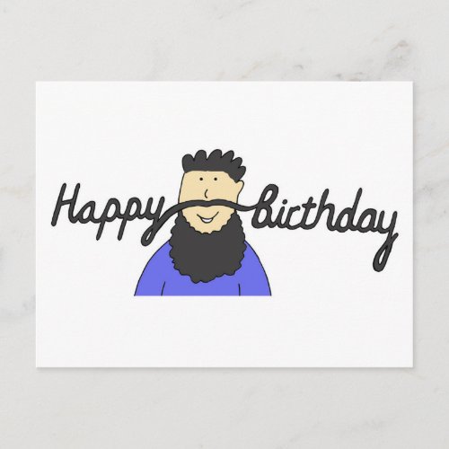 Birthday Moustache for Hipster with Beard Postcard