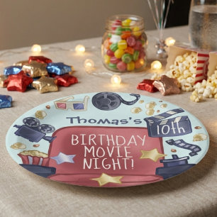 Birthday movie night paper plates