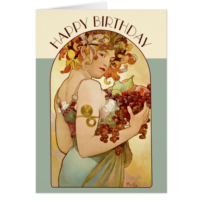 Birthday Mucha Fruit CC0358 Art Nouveau Card