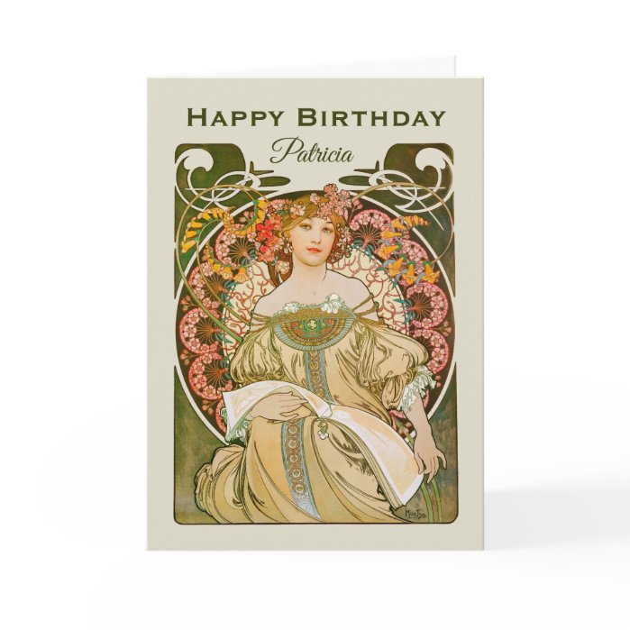 Birthday Mucha Reverie Daydream Art Nouveau CC0989 Card