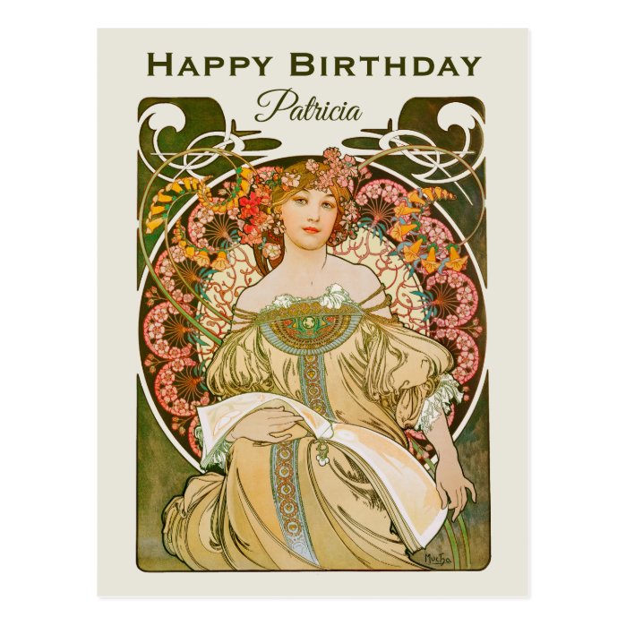 Birthday Mucha Reverie Daydream Art Nouveau CC1031 Postcard