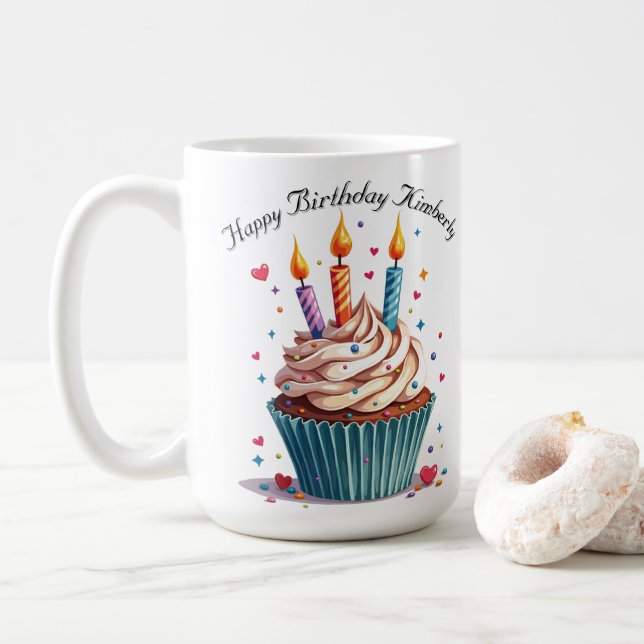 Birthday Mug, Happy Birthday Coffee Mug (With Donut)