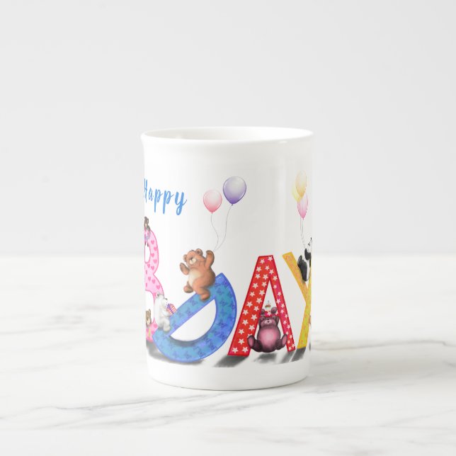 Birthday Mug with Happy Baby Bears Party (Front)