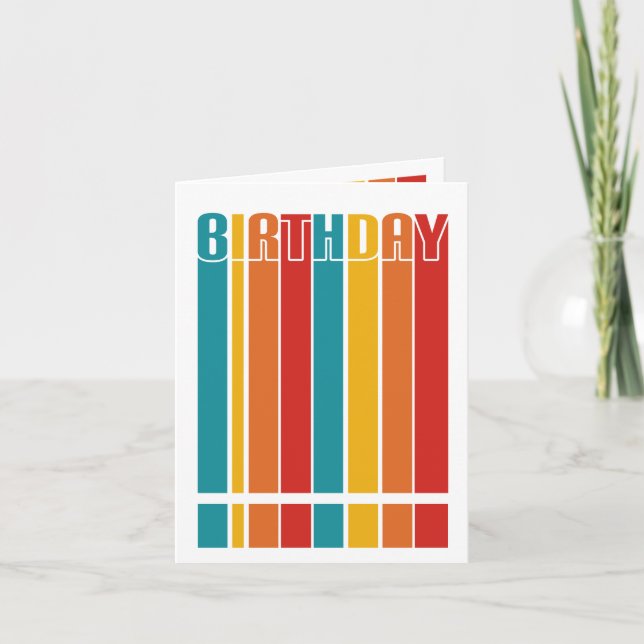 Birthday multi-colored striped rainbow Card (Front)