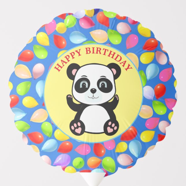 Birthday multicolored balloons & panda bear (Front)