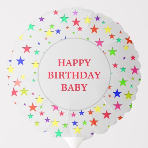 Birthday multicolored stars on silver balloon