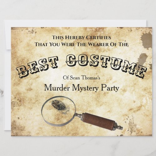 Birthday Murder Mystery Certificate