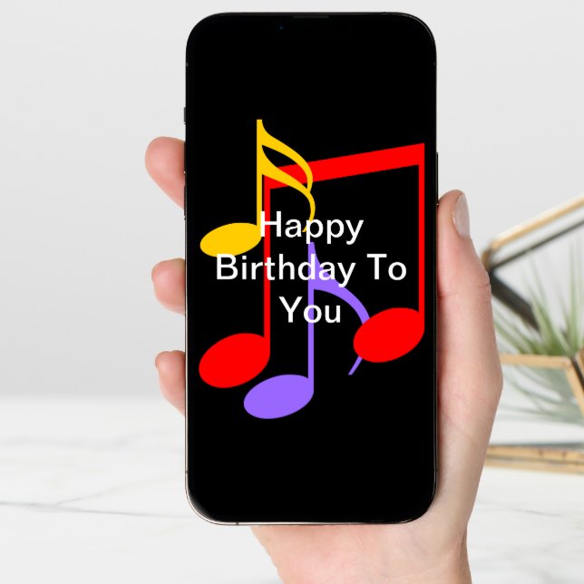 Birthday Music Notes Folded Greeting Card (Front Digital)