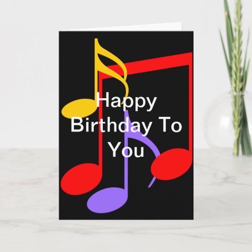 Birthday Music Notes Folded Greeting Card