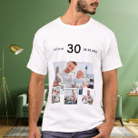Birthday name age photo collage T-Shirt<br><div class="desc">Make your own unique photo collage.  Use four,  4 of your favorite photos.  Personalize and add a name,  age and date. 
Black text.  Perfect as a birthday,  Christmas or Father's Day gift.</div>