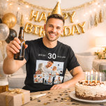 Birthday name age photo collage T-Shirt<br><div class="desc">Make your own unique photo collage.  Use four,  4 of your favorite photos.  Personalize and add a name,  age and date. 
White text.  Perfect as a birthday,  Christmas or Father's Day gift.</div>