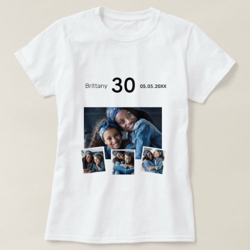 Birthday name age photo collage T_Shirt