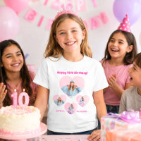 Birthday name age photo heart collage girl