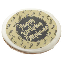 Birthday Name Any Age Number Pattern Black/Gold Sugar Cookie