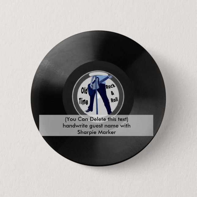 Birthday Name Pin Favors Retro Rock n Roll Party (Front)
